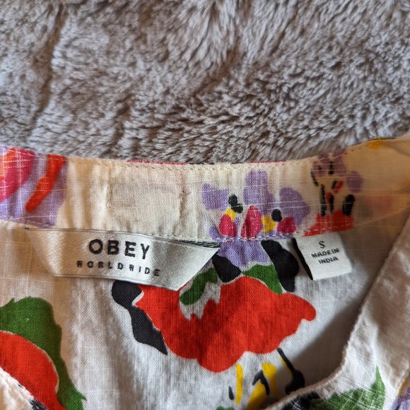 Obey woven floral top sz s - Picture 2 of 2